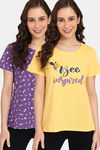 Rosaline Mystic Town Knit Cotton Top (Pack of 2) - Purple Yellow — thumbnail 1